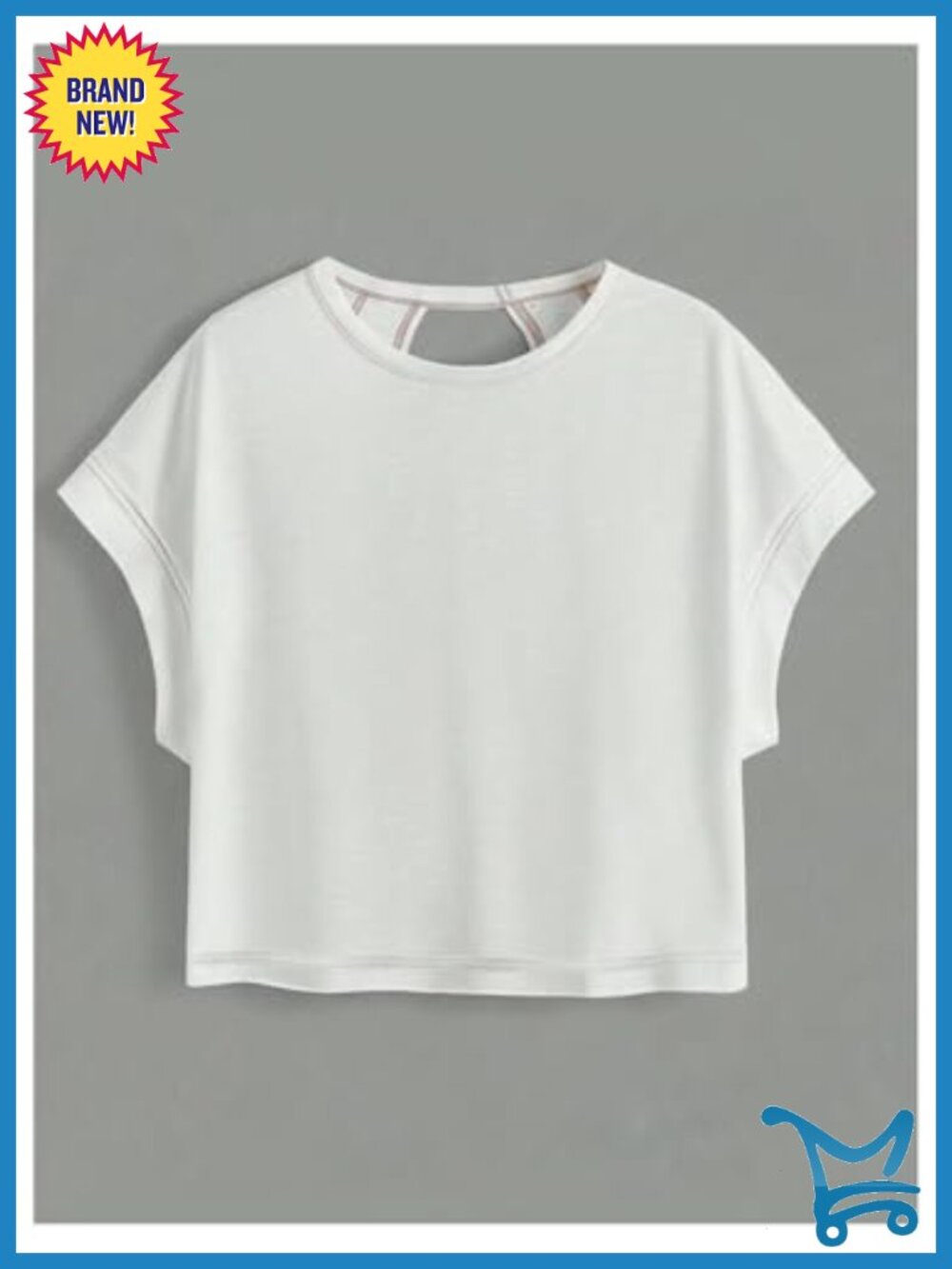 2-Pack Open Back Criss Cross T-Shirts Crewneck Short Sleeve Backless Tee - Picture 2 of 5